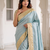 dreamy powder blue c-pallu embroidery work & cutwork arco border kanjivarm silk blend indian saree