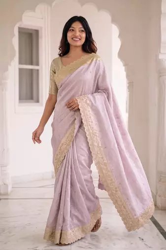 enticing pastel shades c-pallu embroidery work & cutwork arco border kanjivarm silk blend indian designer saree