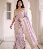 enticing pastel shades c-pallu embroidery work & cutwork arco border kanjivarm silk blend indian designer saree