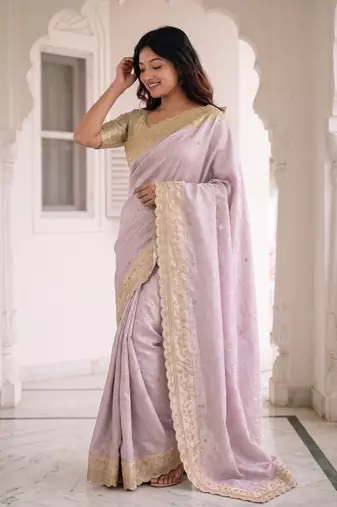 enticing pastel shades c-pallu embroidery work & cutwork arco border kanjivarm silk blend indian designer saree