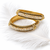 Gold-toned pearl bangle set with ruby & emerald stones set of 4 bangles, traditional design, festive wear.