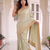 intriguing biege gold c-pallu embroidery work & cutwork arco border kanjivarm silk blend indian ceremonian saree