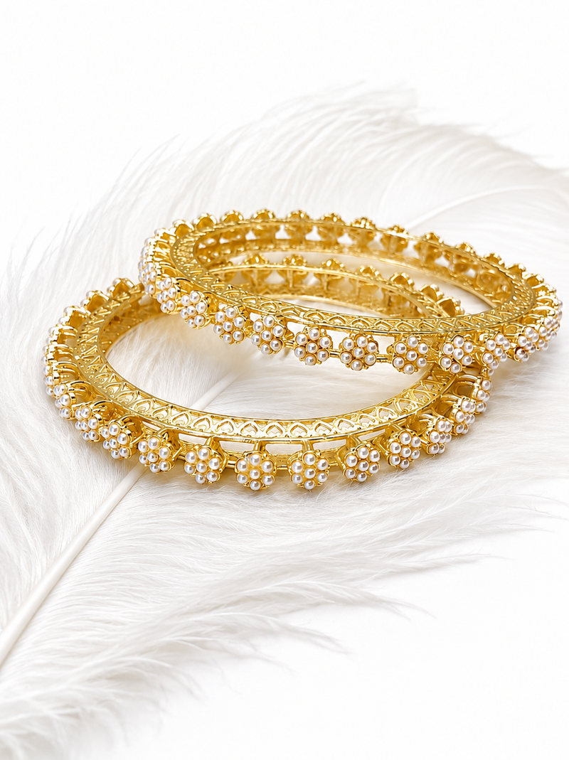 Silver-toned floral bangle set with red and green stones crystal embellished, marquise cut stones, set of 2 bangles.