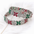 Silver-toned floral bangle set with red and green stones crystal embellished, marquise cut stones, set of 2 bangles.