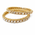 Gold-toned pearl bangle set with ruby & emerald stones set of 4 bangles, traditional design, festive wear.