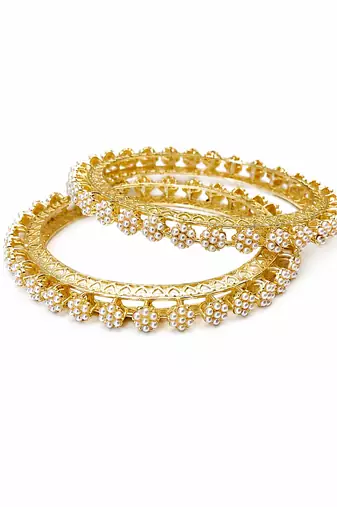 Silver-toned floral bangle set with red and green stones crystal embellished, marquise cut stones, set of 2 bangles.