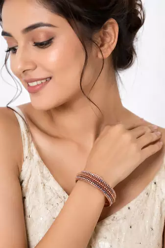 Ab stone embellished, ethnic wear, multi-row design, festive occasion, stacked look