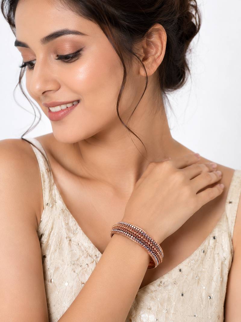 Ab stone embellished, ethnic wear, multi-row design, festive occasion, stacked look