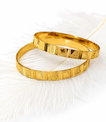Gold-plated engraved bangles for women, set of 2 traditional design, floral engraving, ethnic wear, pair of bangles.
