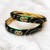 Green & black enamel gold-toned bangles with stone work, set of 2 kundan stone embellishment, traditional indian wear.