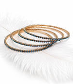 Stackable design, women's jewellery, teal blue stones, slim band style, festive wear