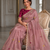 appetizing onion pink embroidery with cutwork border fendy satin indian designer bollywood saree