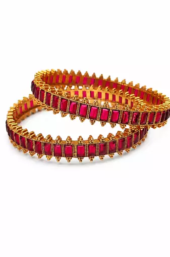 Rectangular stone setting, antique gold finish, traditional indian style, ethnic festive wear, embellished border design