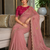appetizing onion pink embroidery with cutwork border fendy satin indian designer bollywood saree