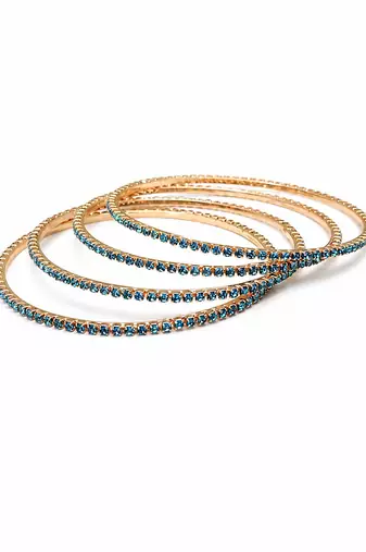 Stackable design, women's jewellery, teal blue stones, slim band style, festive wear