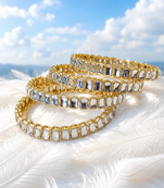 Kundan bangles set of 2, gold-toned with white stone
