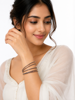 Rhinestone studded, stackable design, women's jewellery, festive wear, slim band style 2