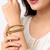 Pearl embellished, green enamel work bangle set