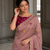 appetizing onion pink embroidery with cutwork border fendy satin indian designer bollywood saree