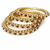 Gold-toned pearl and crystal studded bangles set amber crystal stones, faux pearl accents