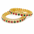 Gold-toned bangles with red and green stone set of 2 filigree design, round cabochon stones
