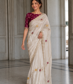 provocative off-white embroidery with cutwork border fendy satin indian wedding and saree