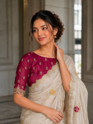 provocative off-white embroidery with cutwork border fendy satin indian wedding and saree 5