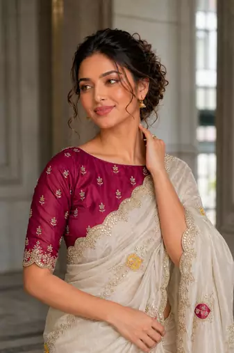 provocative off-white embroidery with cutwork border fendy satin indian wedding and saree