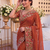 winning rust orange c-pallu embroidery with piping border fendy satin indian wedding saree
