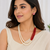 Pearl and red coral bead multilayer necklace set with earrings