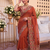 winning rust orange c-pallu embroidery with piping border fendy satin indian wedding saree