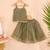 Olive Green Bandhani Kota Doria Crop Top & Flared Skirt Co-ord Set