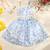 Sky Blue Floral Kota Doria Crop Top & Flared Skirt Set