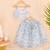 Sky Blue Floral Kota Doria Crop Top & Flared Skirt Set