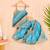 Sky Blue Leheriya Kota Doria Crop Top & Flared Skirt Set