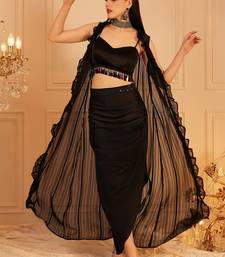 Embroidered Crop Top & Skirt With Shrug Co-Ords