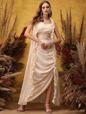 Square Neck Top and Shrug With Skirts 1