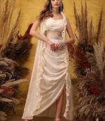 Square Neck Top and Shrug With Skirts