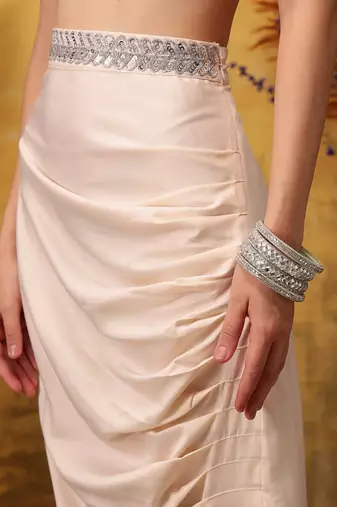 Square Neck Top and Shrug With Skirts