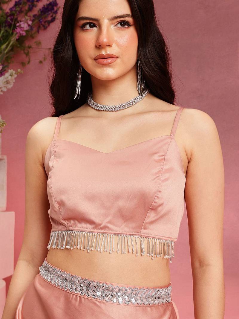 Shoulder Straps Top With Skirt And Shrug