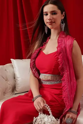 Embellished Round Neck Top & Skirt Co-Ords