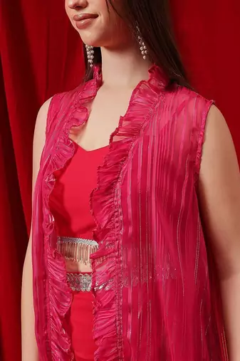 Embellished Round Neck Top & Skirt Co-Ords