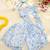 Sky blue floral kota doria peplum top & flared palazzo set