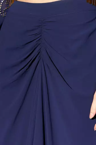 Embellished V-Neck Top With Skirt