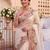 pleasing cream c-pallu embroidery with piping border fendy satin latest designer indian ceremonial saree