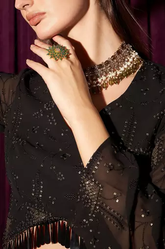 Embellished Beads & Stones Ready To Wear Lehenga & Coli