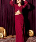 Women Embellished Crop Top With Skirt Co-Ords