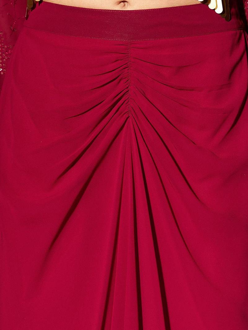 Women Embellished Crop Top With Skirt Co-Ords