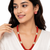 Red coral bead multi-strand necklace and earrings jewellery set