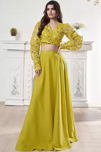 Embroidered Organza Top & Flared Maxi Skirt Co-Ord Set